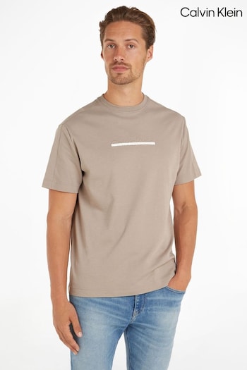 Calvin er-Set Klein Brown Embossed Logo T-Shirt (N27910) | £60