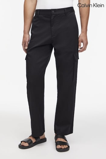 Calvin Klein Straight Cargo Black Trousers Faux (N27911) | £140