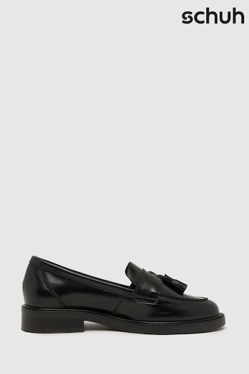 Schuh Lina Leather Tassel Black Loafers (N27956) | £55