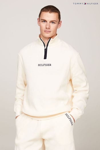 Tommy Hilfiger Cream Half Zip Sweater (N27966) | £85