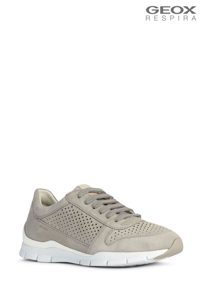 Buy Women s Geox Grey UK 7.5 EU 41.5 Regular Leather Trainers Online FitforhealthShops