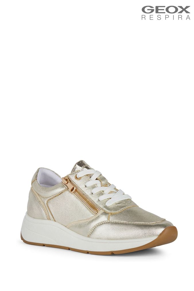 Buy Women s UK 4 EU 37 Gold Grey Geox Leather Footwear Online ArvindShops