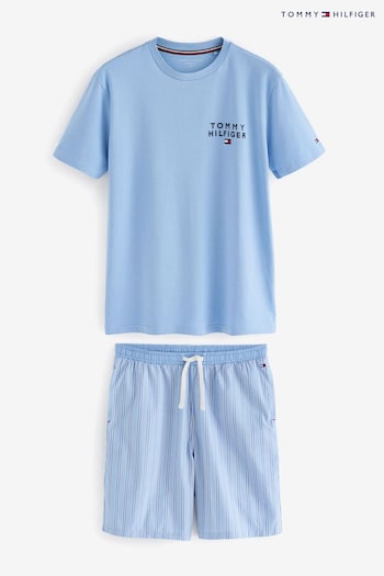 Tommy Stokke Hilfiger Blue Woven Pyjamas Set (N28039) | £70