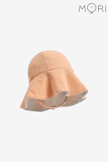 MORI Pink Organic Cotton Muslin Peach Summer Reversible Bucket Hat (N28182) | £20