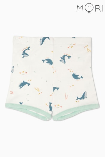 MORI Organic Cotton & Bamboo Whale White Print Short Pyjama Set (N28185) | £29.50 - £31.50