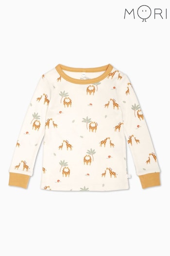 MORI Cream Organic Cotton & Bamboo Giraffe Print Pyjama Set (N28186) | £33.50 - £35.50