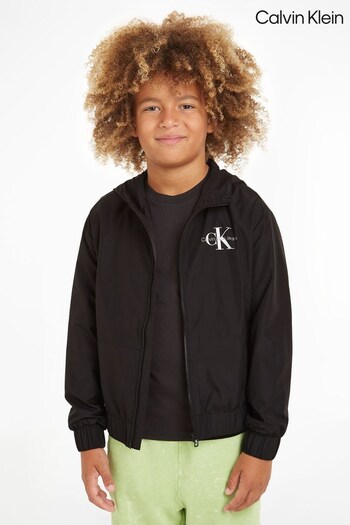 Calvin Klein Logo Zip Through Black Jacket (N28225) | £90 - £100