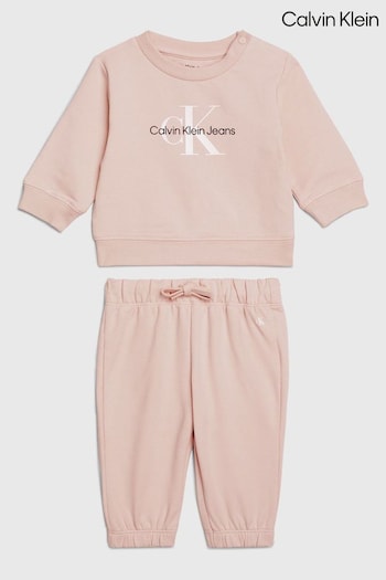 Calvin amarelo Klein Pink Monogram Sweatshirt Set (N28243) | £85