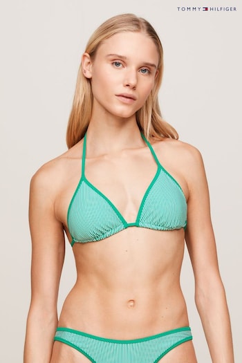 Tommy Hilfiger Green Triangle Stripe Bikini Top (N28265) | £45