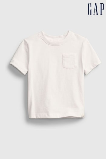 Gap White Pocket Short Sleeve Crew Neck T-Shirt (6mths-5yrs) (N28341) | £6