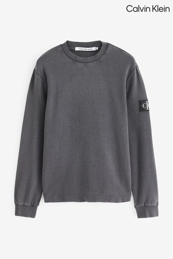 Calvin Klein Grey Washed Badge Waffle T-Shirt (N28357) | £65