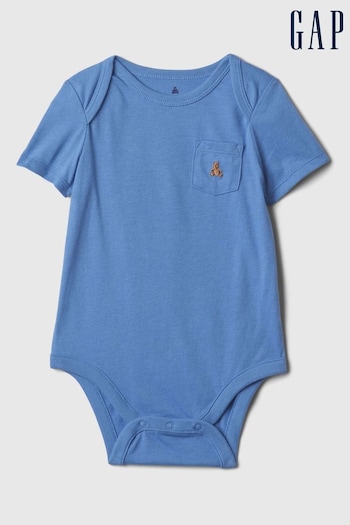 Gap Blue Brannan Bear Pocket Short Sleeve Bodysuit (Newborn-24mths) (N28390) | £6