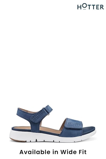Hotter Blue Regular Fit Saunter Touch Fastening Buckle Sandals (N28426) | £79