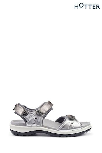 Hotter Natural Regular Fit Walk II Touch Fastening Sandals Gray (N28428) | £99