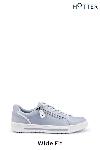 Hotter Pale Blue Leo Lace-Up / Zip Wide Fit Shoes (N28528) | £69