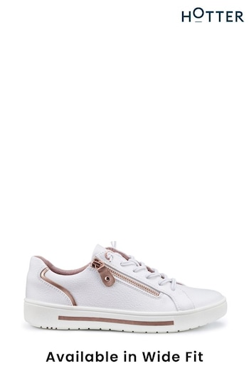 Hotter White Leo Lace-Up/Zip Regular Fit Trainers (N28561) | £69