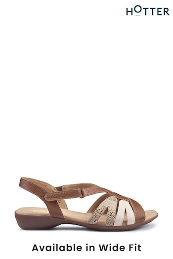 Hotter Brown Flare Touch Fastening Sandals (N28565) | £89