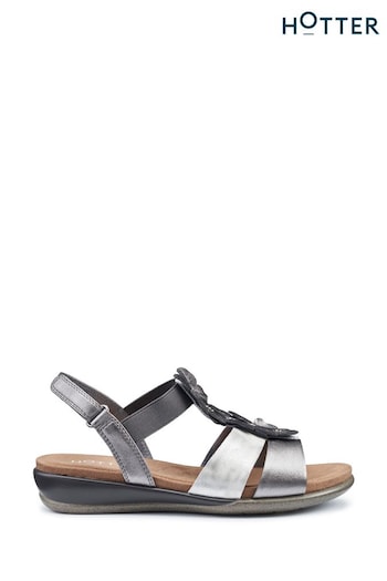 Hotter Silver Pamplona Touch Fastening Regular Fit Sandals (N28575) | £69