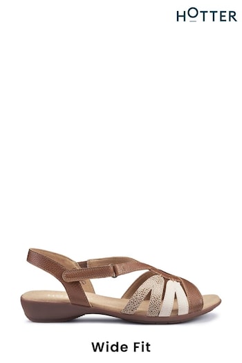 Hotter Brown Flare Touch-Fastening Wide Fit Sandals (N28579) | £89