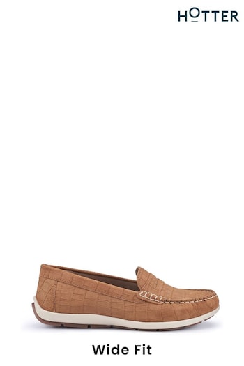 Hotter Brown Pier Slip-On Wide Fit Shoes (N28586) | £89