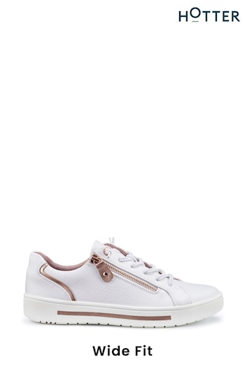 Hotter White Leo Lace-Up / Zip Wide Fit Shoes (N28595) | £69
