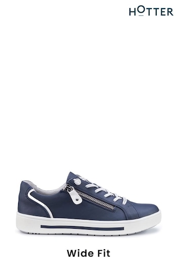 Hotter Navy Leo Lace-Up / Zip Wide Fit Shoes (N28621) | £69