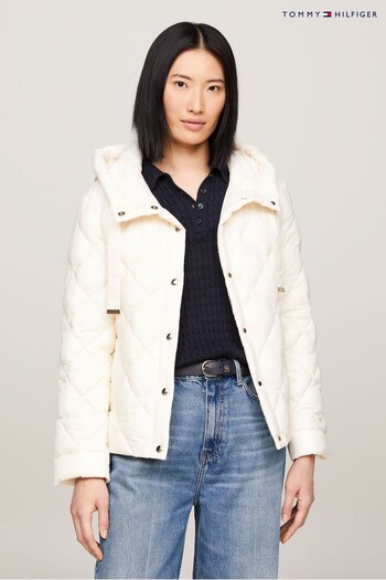 Tommy boots Hilfiger Cream Lightweight Down Quilted Jacket (N28673) | £230