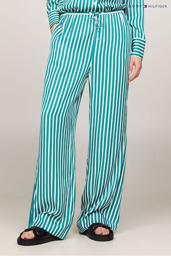 Tommy Hilfiger Green Fluid Stripe Trousers (N28677) | £140