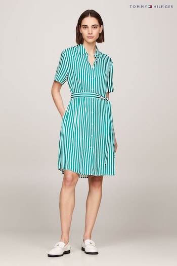 Tommy cap Hilfiger Stripe Midi Shirt Dress (N28698) | £170