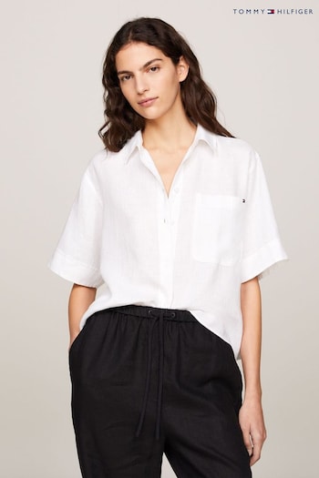 Tommy Shirt Hilfiger Short Sleeve Linen Shirt (N28711) | £110