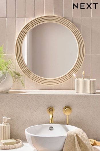 Natural Rib Round Wall Mirror (N28719) | £75