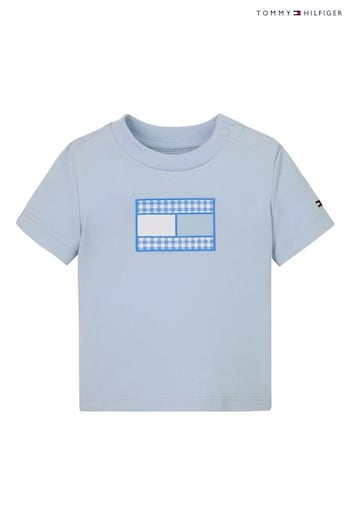 Tommy Hilfiger Baby Blue Gingham Flag T-Shirt (N28806) | £22
