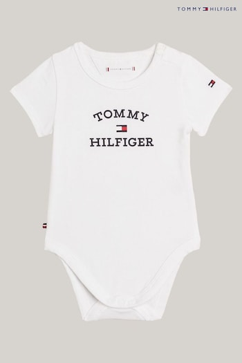 Tommy Sky Hilfiger Baby Logo White Bodysuit (N28809) | £22