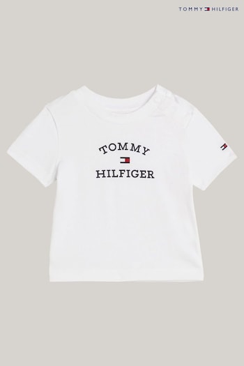 Tommy Turnlock Hilfiger Baby Logo White T-Shirt (N28810) | £18