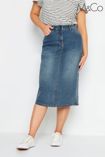 M&Co Blue Denim Midi Skirt (N28830) | £34
