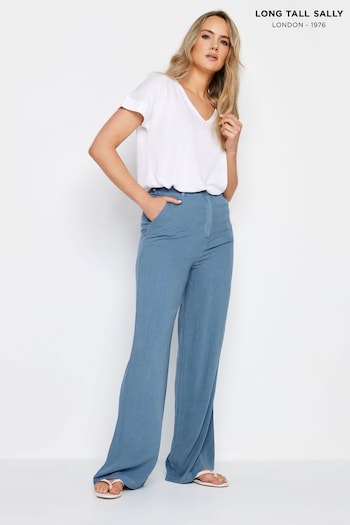 Long Tall Sally Blue Button Wide Leg Trousers (N28832) | £29