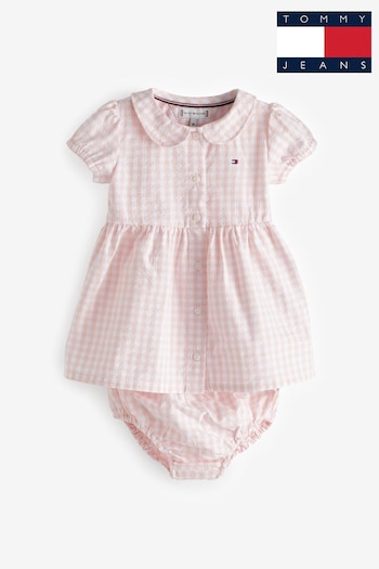 Tommy Turnlock Hilfiger Pink Baby Gingham Dress (N28836) | £55