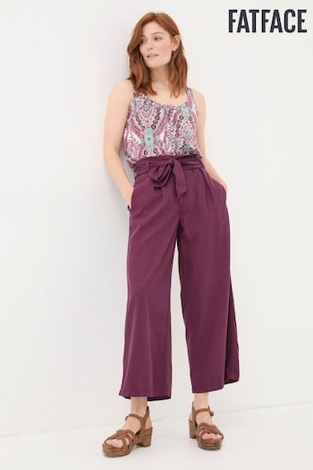 FatFace Purple Mina Cropped stud-embellished Trousers (N28981) | £55