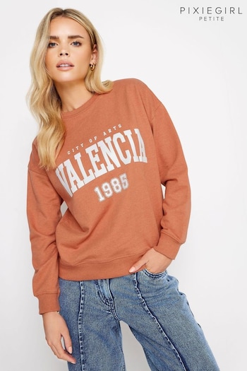 PixieGirl Petite Orange Valencia Slogan Sweatshirt (N29014) | £27