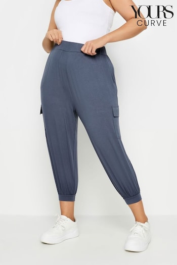 Yours Curve Grey Cropped Cargo Harem Trousers (N29035) | £24