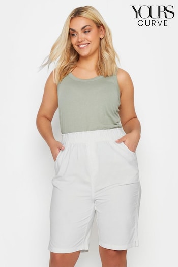 Yours Curve Ivory White Cool Cotton wide Shorts (N29053) | £20