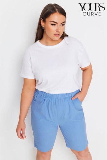 Yours Curve Mid Blue Cool Cotton Shorts (N29074) | £20