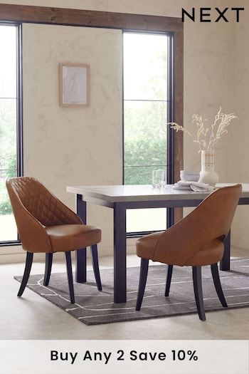 Set of 2 Distressed Faux Leather Tan Brown Remi Non Arm Dining Chairs (N29091) | £330