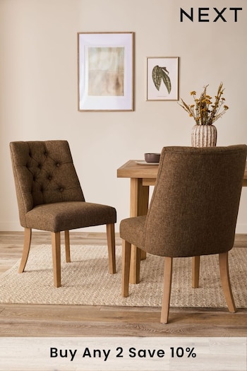 Set of 2 Chunky Weave Mid Clay Natural Wolton Collection Luxe Light Wood Leg Dining Chairs (N29096) | £370