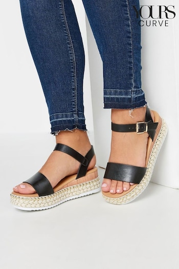 Yours Curve Black Extra-Wide Fit Two Part Espadrilles (N29120) | £34