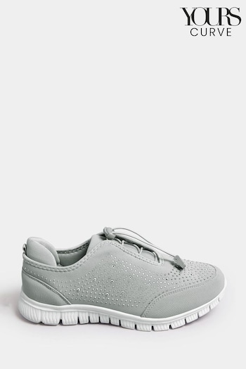 Yours Curve Grey Extra-Wide Fit Titania Gem Trainers (N29124) | £31