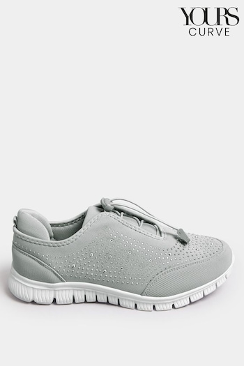 Yours Curve Grey Wide Fit Titania Gem Trainers (N29141) | £31