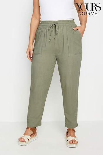 Yours Curve Green Linen Look Trousers (N29145) | £29