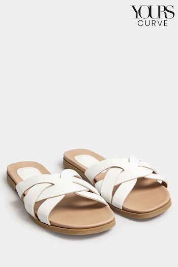 Yours Curve White Extra-Wide Fit Woven Flat Sandals (N29158) | £27