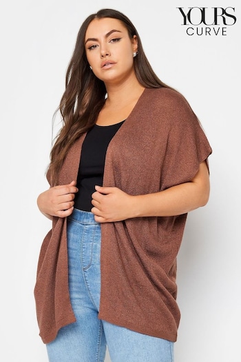 Yours Curve Brown Short Sleeve Cardigan (N29160) | £29